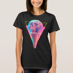 Vaporwaveスカル溶融アイスクリームコーングリッチアエスト Tシャツ