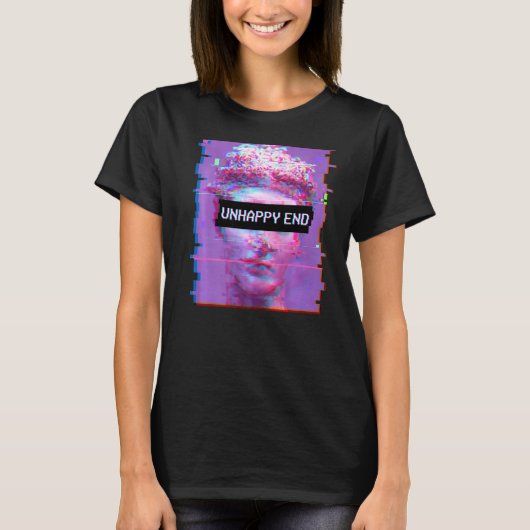 Vaporwaveデイビッド像悲しい美学の不幸E Tシャツ (正面)