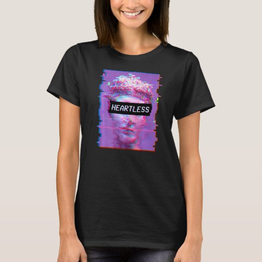 Vaporwaveデイビッド銅像美的アートハートレスマイク Tシャツ (正面)