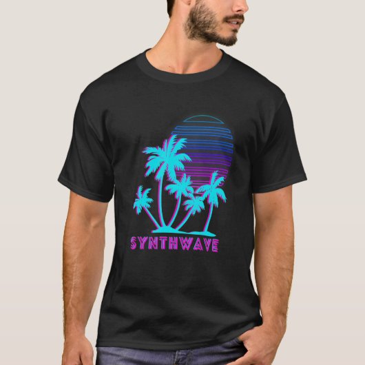 Vaporwaveレトロ1980s 1990s Otaku Synthwave Palm Tシャツ (正面)
