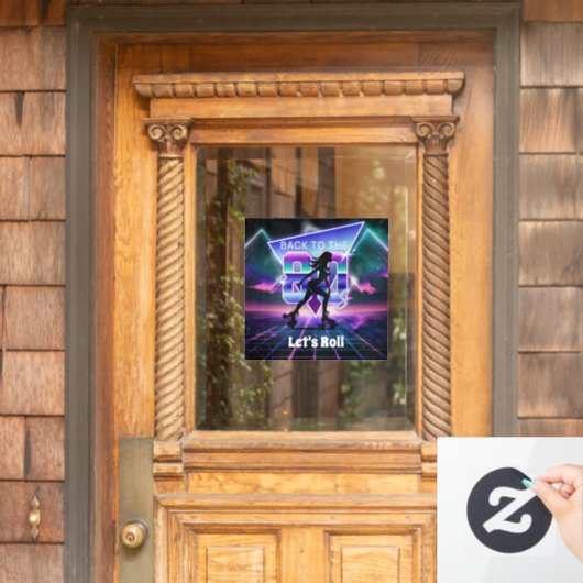 Vaporwaveローラスケート誕生日パーティー ウィンドウサイン (ホームデコレーション)