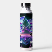 Vaporwaveローラスケート誕生日パーティー ウォーターボトル (左面)