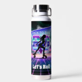 Vaporwaveローラスケート誕生日パーティー ウォーターボトル (背面)