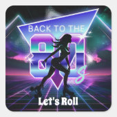 Vaporwaveローラスケート誕生日パーティー スクエアシール (正面)