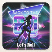 Vaporwaveローラスケート誕生日パーティー スクエアペーパーコースター (正面)