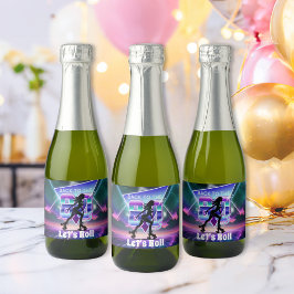 Vaporwaveローラスケート誕生日パーティー スパークリングワインラベル
