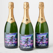 Vaporwaveローラスケート誕生日パーティー スパークリングワインラベル (ボトル)