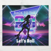 Vaporwaveローラスケート誕生日パーティー スパークリングワインラベル (シングルラベル)