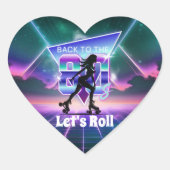 Vaporwaveローラスケート誕生日パーティー ハートシール (正面)