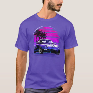 Vaporwave夕焼け 80年代 車 レトロ フレンズ フレンド tシャツ