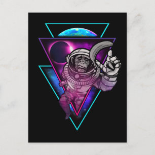 Vaporwave宇宙飛行士宇宙アートモンキーバナナ ポストカード