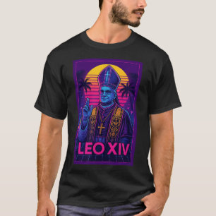 Vaporwave教皇レオ14世_レトロフューチャリスティック・カトリック Tシャツ