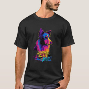 Vaporwave縁ど Collie Mom Futuristic縁ど Coll Tシャツ