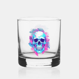 Vaporwave風フラワースカル ウイスキーグラス