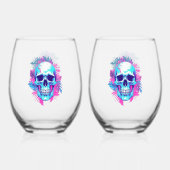 Vaporwave風フラワースカル ステムなしワイングラス (裏面)