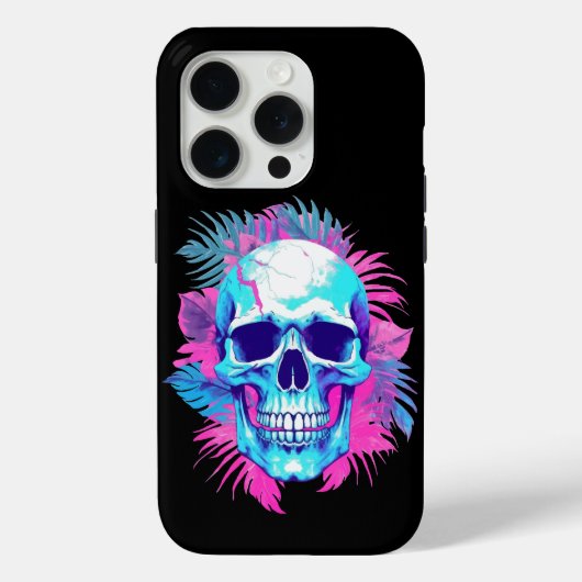 Vaporwave風フラワースカル Case-Mate iPhoneケース (裏面)