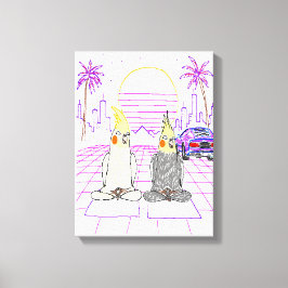 "Vaporwave オカメインコ レトロサンセット キャンバスプリント" キャンバスプリント