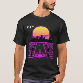 Vaporwave サンセット Synthwave サイバーパンク アウトラン 80年代 メンズ Tシャツ