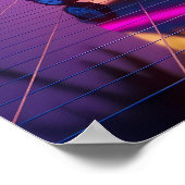 Vaporwave レトロカーとゲーミングチェア ポスター (角)