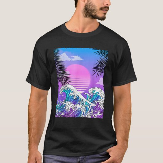 Vaporwave 日本の Anime素晴らし Wave Summer Tシャツ (正面)