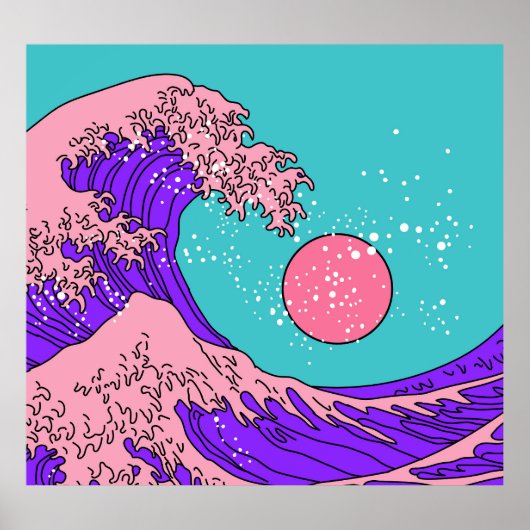 Vaporwave 素晴らし Wave:様式化された海アート ポスター (正面)