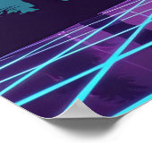 Vaporwave 80sネオングリッド合成波アートポスター ポスター (角)