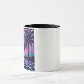Vaporwave 80sネオングリッド合成波アートポスター マグカップ (中央)
