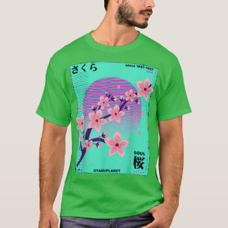 Vaporwave 90sさくらんぼ花ズレトロ日本のGrung Tシャツ