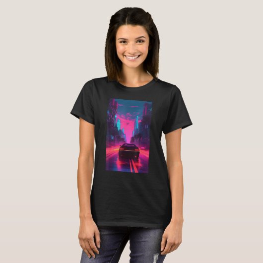 Vaporwave Aesthetic Outrun Synthwave Retrowave Tシャツ (正面フル)