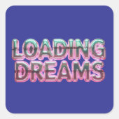 Vaporwave Aesthetics with Glitch Effect and Neon  スクエアシール (正面)