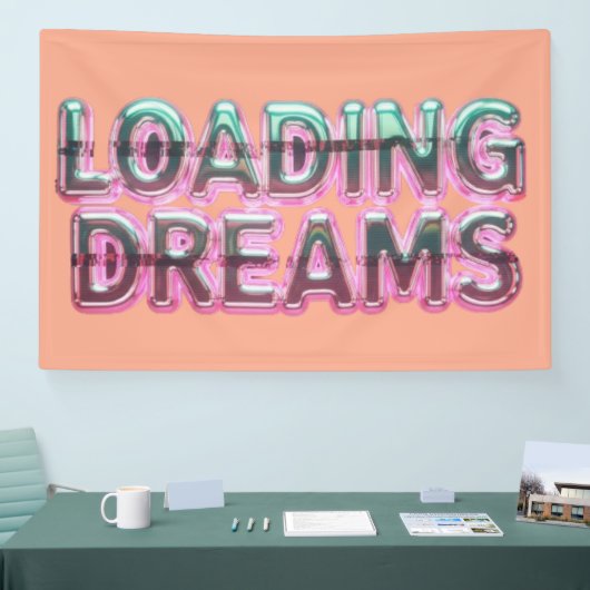 Vaporwave Aesthetics with Glitch Effect and Neon  横断幕 (トレードショー)