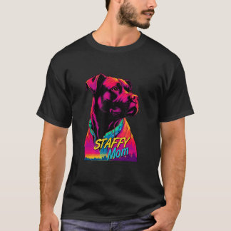 Vaporwave American Staffordshire Terrier Mom Futur Tシャツ