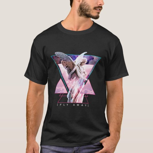 Vaporwave Angel Takematory Wings Fly 遠くに Eutiful Tシャツ (正面)