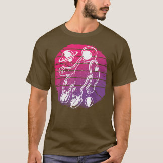 Vaporwave astronaut floating net to some planets,  tシャツ