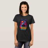 Vaporwave Boston Terrier歩くクラブレトロ80s Do Tシャツ (正面フル)