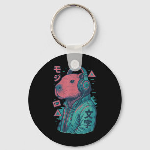 Vaporwave Capybara 日本の Art Animeマンガ浮世絵 キーホルダー