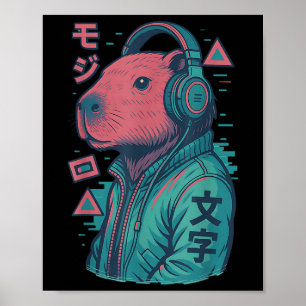 Vaporwave Capybara 日本の Art Animeマンガ浮世絵 ポスター