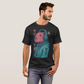Vaporwave Capybara 日本の Art Animeマンガ浮世絵 Tシャツ (正面フル)