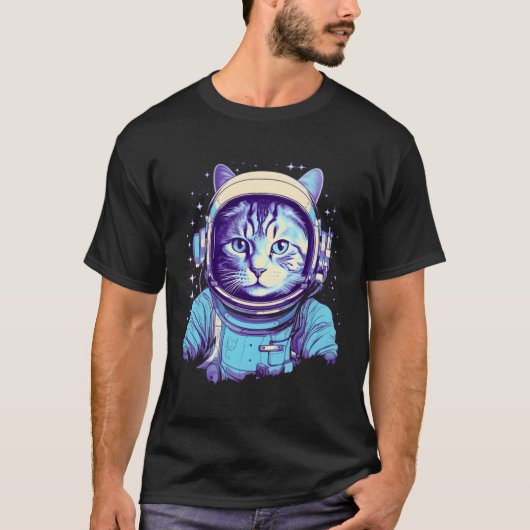 Vaporwave Cat宇宙飛行士 Tシャツ (正面)