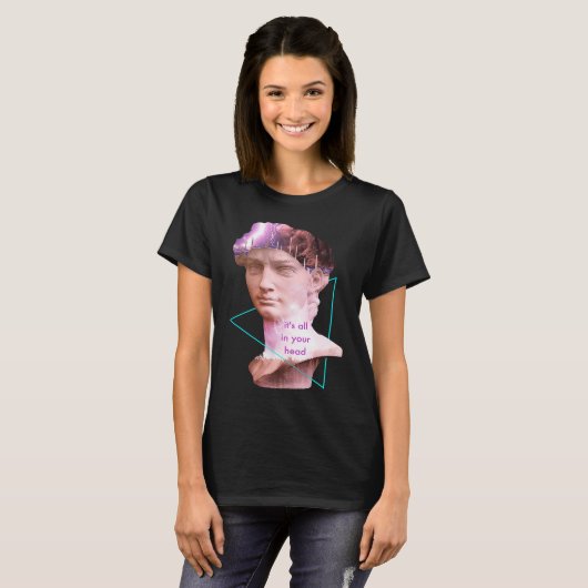 Vaporwave David Statue It's All In Your Head Storm Tシャツ (正面フル)