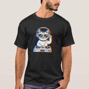 Vaporwave DJ Cat Kitten Music Rave EDM Music Conce Tシャツ