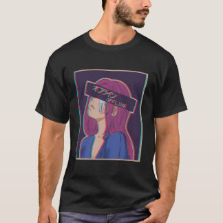 Vaporwave Eutique Sad Anime Girl 日本の Offlin Tシャツ