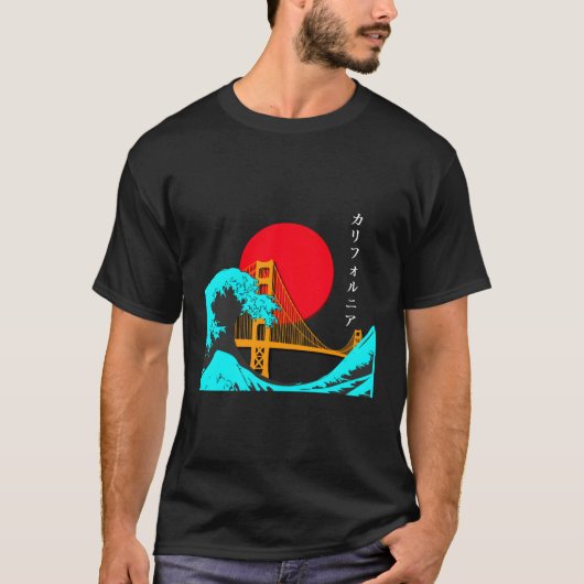 Vaporwave Eutistic Japanゴールデンゲートブリッジ Tシャツ (正面)