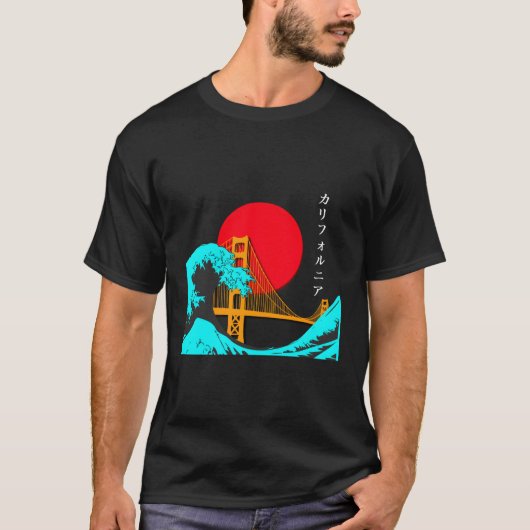 Vaporwave Eutistic Japanゴールデンゲートブリッジ Tシャツ (正面)