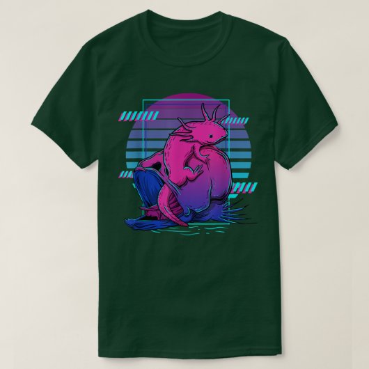 Vaporwave Eutitic Axolotl 90s 日本の Axolotl Tシャツ (デザイン正面)