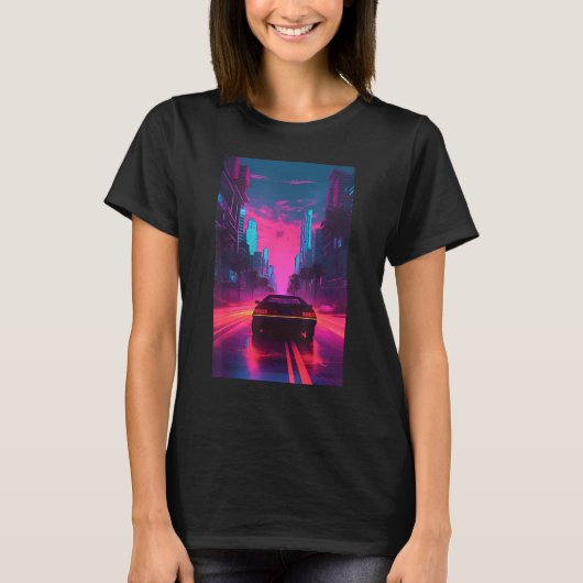 Vaporwave Eutitic Outtrun Synthwave Retrowave Tシャツ (正面)