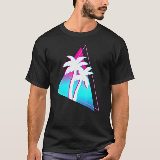 Vaporwave Eutitic Palm Trees 90s Art Tropical Su Tシャツ (正面)