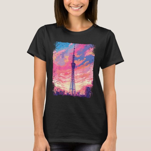 Vaporwave Eutitic Skytree東京日本のJapan S Tシャツ (正面)