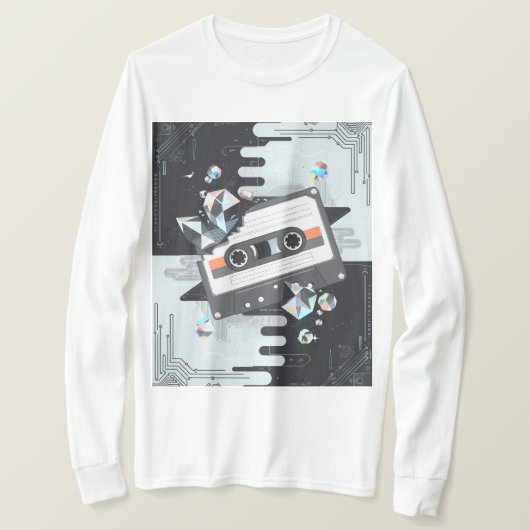 Vaporwave Glitch & Tech Vibe搭載のGen-Zストリートウェア Tシャツ (デザイン正面)