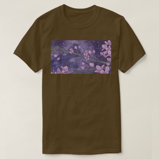 Vaporwave Japanスタイル日本のさくらんぼ咲 Tシャツ (デザイン正面)